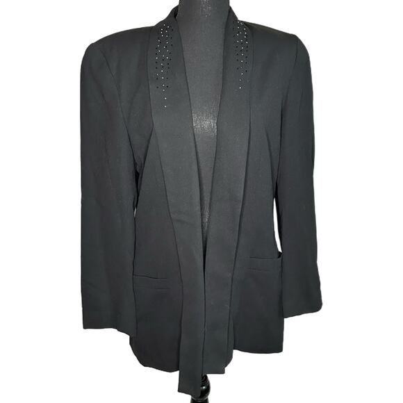 Leslie Fay Black Open Beaded Blazer, Size 10, Pre-owned - Picture 1 of 5